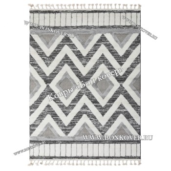 Турецкий Ковер Комфорт Дизайн 30082 Серый с Белым