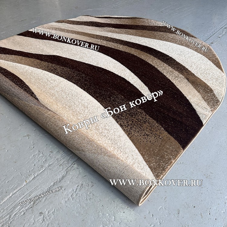 Ковер Карпет New 4 Дизайн 64 Коричневый с Бежевым Овал