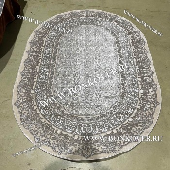 Современный Турецкий Ковер Дизайн 180 Бежево-коричневый Овал