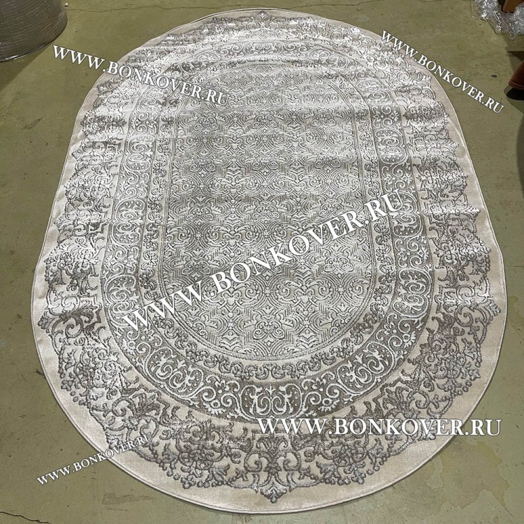 Современный Турецкий Ковер Дизайн 180 Бежево-коричневый Овал