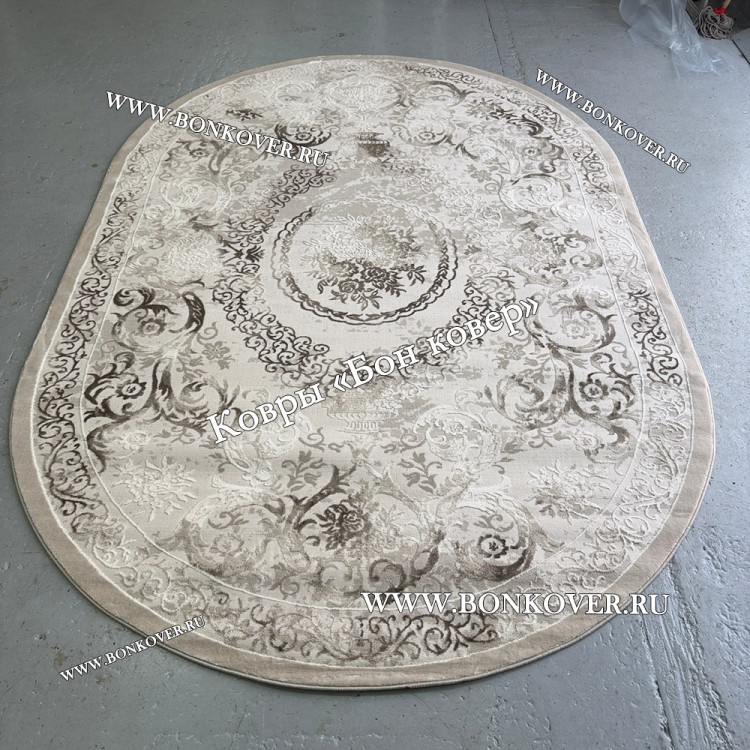 Турецкий Ковер Для Гостиной Дизайн 01 Бежево-Коричневый Овал