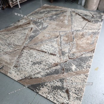 Турецкий Ковер Для Гостиной Дизайн 48 Серый с Коричневым